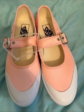 Vans Pink Mary Jane Canvas Flats with Buckle Strap